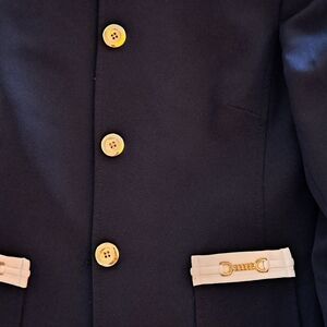 Elegant Navy Blazer with Gold Accents